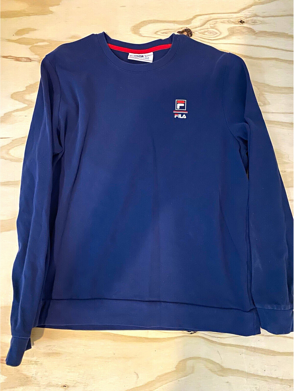 FILA Men’s Navy Solid Logo Crewneck Pullover Sweatshirt Size L Long Sleeve